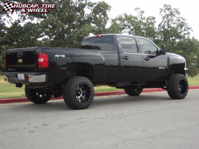 vehicle gallery/chevrolet silverado 3500 hd fuel hostage d532 20X14  Matte Black & Machined Face wheels and rims